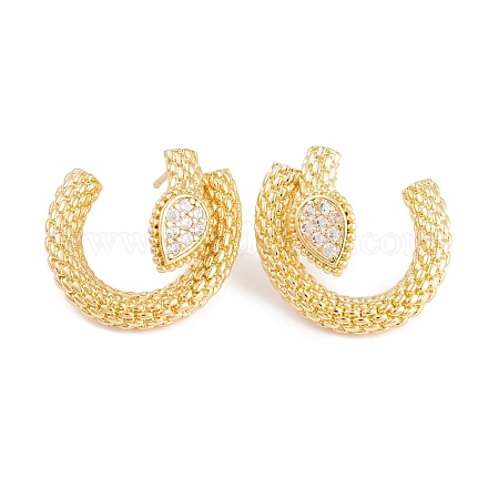 Серьги-гвоздики из латуни с кубическим цирконием EJEW-S219-07G-1