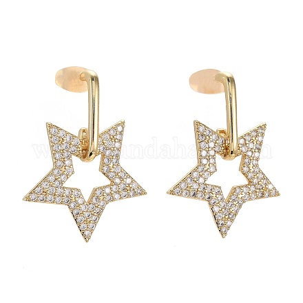 Серьги-гвоздики с цирконом из латуни EJEW-F256-03G-1