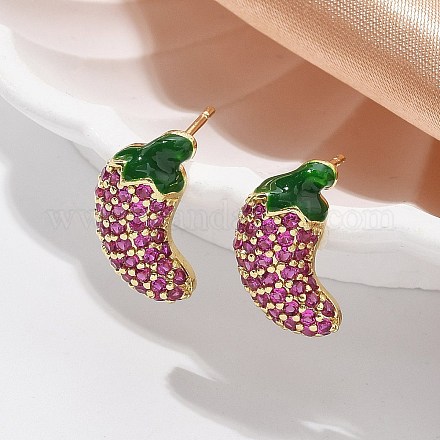 Серьги-гвоздики из латуни с микропаве из кубического циркония EJEW-M077-06G-1