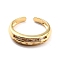 Clear Cubic Zirconia Bamboo Shape Open Cuff Ring for Women, Cadmium Free & Nickel Free & Lead Free, Real 18K Gold Plated, US Size 6 1/2(16.9mm)