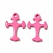 Spray Painted 201 Stainless Steel Charms, Cross Charms, Hot Pink, 14x9.5x1mm, Hole: 1.2mm