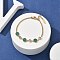 Ion Plating(IP) 304 Stainless Steel Link Bracelets, Rolo Chains Jewelry for Women, with Cubic Zirconia & Enamel, Real 18K Gold Plated, Flat Round, Sea Green, 6-5/8 inch(16.8cm)