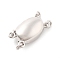 925 Sterling Silver Box Clasps, with Jump Ring, Oval, 2-Strand, 4-Hole, Platinum, 14.5x7x5.5mm, Hole: 1.4mm