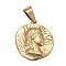 Ion Plating(IP) 304 Stainless Steel Pendants, Flat Round with Virgin, Golden, 25x22x2.5mm, Hole: 9x4.5mm