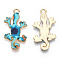 Alloy Enamel Pendants, Light Gold, Gecko Charm, Dark Turquoise, 27x14.5x1.5mm, Hole: 1.6mm