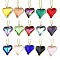 Glass Heart Pendant Necklaces, Brass Cable Chain Necklaces for Women, Golden, Mixed Color, 17.60 inch(447mm)