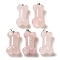 Natural Rose Quartz Pendants, Dog Bone Charms with Platinum Iron Snap on Bails, 36~37x19.5~21x11~12.5mm, Hole: 7x4mm