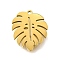 304 Stainless Steel Charms, Ion Plating(IP), Monstera Leaf Charm, Real 14K Gold Plated, 12x10x1mm, Hole: 0.8mm