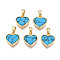 Real 18K Gold Plated Brass Pendants, with Synthetic Turquoise Cabochons, Cadmium Free & Nickel Free & Lead Free, Heart, Turquoise, 12x11.5x3mm, Hole: 2.5x5mm