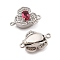 Brass Micro Pave Clear Cubic Zirconia Box Clasps, Cadmium Free & Nickel Free & Lead Free, with Glass, Flower, Platinum, 12.5x16.5x7.5mm, Hole: 1.2mm