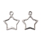 Tarnish Resistant 201 Stainless Steel Charms, Star, Stainless Steel Color, 13x11x0.8mm, Hole: 1.2mm