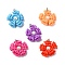 Glass Seed Beaded Daisy Pendants, with Shell Pearl & Stainless Steel Color Jump Ring, Mixed Color, 18~19x18x4mm, Hole: 3.5mm