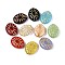 Opaque Glass Beads, Oval, Golden Metal Enlaced, Mixed Color, 13.5x11x4.5mm, Hole: 1~1.2mm