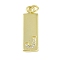 Brass Micro Pave Clear Cubic Zirconia Pendants, Cadmium Free & Nickel Free & Lead Free, Real 18K Gold Plated, Rectangle, Letter J, 23.5x7.5x2mm, Hole: 3mm