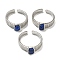Natural Lapis Lazuli Adjustable Rings, with Platinum Brass Findings, Long-Lasting Plated, Jewely for Women, Rectangle, 5.2mm, Inner Diameter: Adjustable