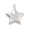 Brass Micro Pave Clear Cubic Zirconia Pendants, Star, 20.5x18.5x3mm, Hole: 1.5mm