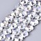 Electroplate Glass Beads Strands, AB Color Plated, Faceted, Flower, Clear, 9.5x10x5.5mm, Hole: 1mm, about 70pcs/strand, 25.59 inch(65cm)