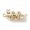 Brass Pave Clear Cubic Zirconia Connector Charms, Cadmium Free & Nickel Free & Lead Free, Spring Links, Real 18K Gold Plated, 7.5x19x6mm, Hole: 1.4mm