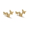 Crystal Rhinestone Triple Butterfly Stud Earrings, Rack Plating Brass Jewelry for Women, Cadmium Free & Lead Free, Real 18K Gold Plated, 12x17.5mm, Pin: 0.9mm
