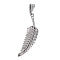 Tarnish Resistant 304 Stainless Steel Pendants, Feather, Stainless Steel Color, 46~47x11.5~12x2mm, Hole: 10x4mm