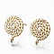 Brass Stud Earring Findings, Cadmium Free & Nickel Free & Lead Free, with Loop, Flat Round, Real 18K Gold Plated, 14.5x11.5mm, Hole: 1.4mm, Pin: 0.7mm