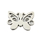 Non-Tarnish 201 Stainless Steel Connector Charms, Hollow Butterfly Links, Stainless Steel Color, 9x12.5x1mm, Hole: 1.5mm