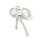 Brass Micro Pave Cubic Zirconia Pendants, Bowknot, with Jump Ring, Long-Lasting Plated, Cadmium Free & Lead Free, Rack Plating, Platinum, 24x18.5x4mm