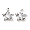 Glass Charms, with Brass Finding, Star Charm, Real Platinum Plated, 11x10.5x3.5mm, Hole: 1.2mm
