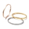 3Pcs 3 Color 304 Stainless Steel Grooved Bangles Set, Half Round Pattern, Mixed Color, 2x2-3/8 inch(50x59mm), 1Pc/color