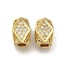 Brass Micro Pave Clear Cubic Zirconia European Beads, Large Hole Beads, Column with Rhombus, Long-Lasting Plated, Rack Plating, Lead Free & Cadmium Free, Real 18K Gold Plated, 10.5x7x7mm, Hole: 3mm