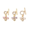 Golden Brass Micro Pave Cubic Zirconia Toggle Clasps, Nickel Free, with Glass, Bee, Mixed Color, 23mm, Bar: 15x5mm, Hole: 1.2mm, Ring: 10.5x10x2mm, Hole: 1.2mm