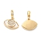 Brass Cubic Zirconia with Shell Pendants, Cadmium Free & Nickel Free & Lead Free, Eye, Real 18K Gold Plated, 15.5mm, Hole: 2.5x1.8mm