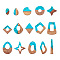 30Pcs 15 Style Transparent Resin & Walnut Wood Pendants, with Gold Foil, Oval & Teardrop & Polygon & Star & Flat Round & Rhombus & Trapezoid, Dark Turquoise, 2pcs/style