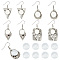 8 Pairs 4 Styles Blank Glass Dome Dangle Earrings, Teardrop & Rhombus & Triangle & Rectangle 201 Stainless Steel Earrings with 304 Stainless Steel Pins for Women, Stainless Steel Color, 40~51mm, Pin: 0.6mm, 2 Pairs/style