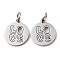 Non-Tarnish 304 Stainless Steel Charms, Laser Cut, with Jump Ring, Stainless Steel Color, Hollow, Flat Round with Word Love Charm, 13.5x12x1mm, Hole: 3.6mm