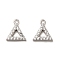 Rhodium Plated 925 Sterling Silver Pendant, with Cubic Zirconia, Hollow Triangle Charms, with 925 Stamp, Real Platinum Plated, 9x8.5x1.7mm, Hole: 1mm