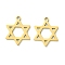 201 Stainless Steel Pendants, Laser Cut, Star of David Charm, Real 18K Gold Plated, 19.5x15.5x1mm, Hole: 1.6mm