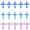 30Pcs 3 Style 304 Stainless Steel Pendants, Cross & Angel, Rainbow Color, 29.5~34.5x21~23.5x1.5mm, Hole: 1.4~3.5mm, 10pcs/style