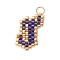 Handmade MIYUKI Seed Beads, Loom Pattern Letter Pendants, with 304 Stainless Steel Jump Rings, Letter J, 17x10x2mm, Hole: 2.5mm