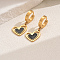 Romantic Stainless Steel Hollow Heart Pendant Hoop Earrings for Sweet Daily Parties, Golden, Black, 37x15mm