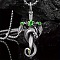 Alloy & 201 Stainless Steel & Rhinestone Dinosaur Wrapped Sword Pendant Necklaces for Men, Silver, Fern Green, 23.62 inch(60cm)