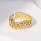 Retro 304 Stainless Steel Cuff Rings, Adjustable Rings, Crown, Golden, US Size 7(17.3mm)