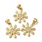 Rack Plating Brass Pave Cubic Zirconia Pendants, Lead Free & Cadmium Free, Real 18K Gold Plated, Long-Lasting Plated, Flower Charm, Clear, 18x15.5x1.5mm, Hole: 4x3.5mm