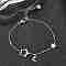 304 Stainless Steel Micro Pave Rhinestone Link Bracelets for Women, Star & Moon, Ion Plating(IP), Real 18K Gold Plated, 6-5/8 inch(16.7cm)