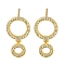 Rack Plating Ring Brass Micro Pave Cubic Zirconia Stud Earrings, Cadmium Free & Lead Free, Long-Lasting Plated, Real 18K Gold Plated, 19x10mm