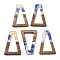 Resin and Walnut Pendants, Trapezoid, Mixed Color, 38x24.5x2.5mm, Hole: 1.8mm