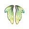 2Pcs Transparent Epoxy Resin Pendants, Wing, with Gold Foil, Green Yellow, 41.5x19x2mm, Hole: 1.2mm