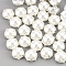 ABS Plastic Imitation Pearl Shank Buttons, with Brass Findings, Half Round, Creamy White, Silver Color Plated, 8x8x5mm, Hole: 1mm