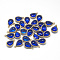 Glass Pendants, with Golden Tone Brass Findings, teardrop, Blue, 18.5x12.5x7mm, Hole: 1.5mm