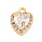 Brass Micro Pave Cubic Zirconia Charms, Cadmium Free & Nickel Free & Lead Free, Real 18K Gold Plated, Heart, Clear, 10x7.5x3.5mm, Hole: 1mm